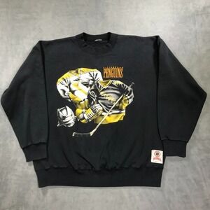 Vintage Pittsburgh Penguins Sweatshirt Mens 2XL XXL Black Nutmeg USA 90s NHL